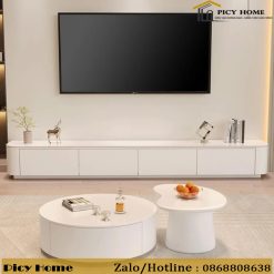 Kệ tivi bo cong hiện đại cho phòng khách