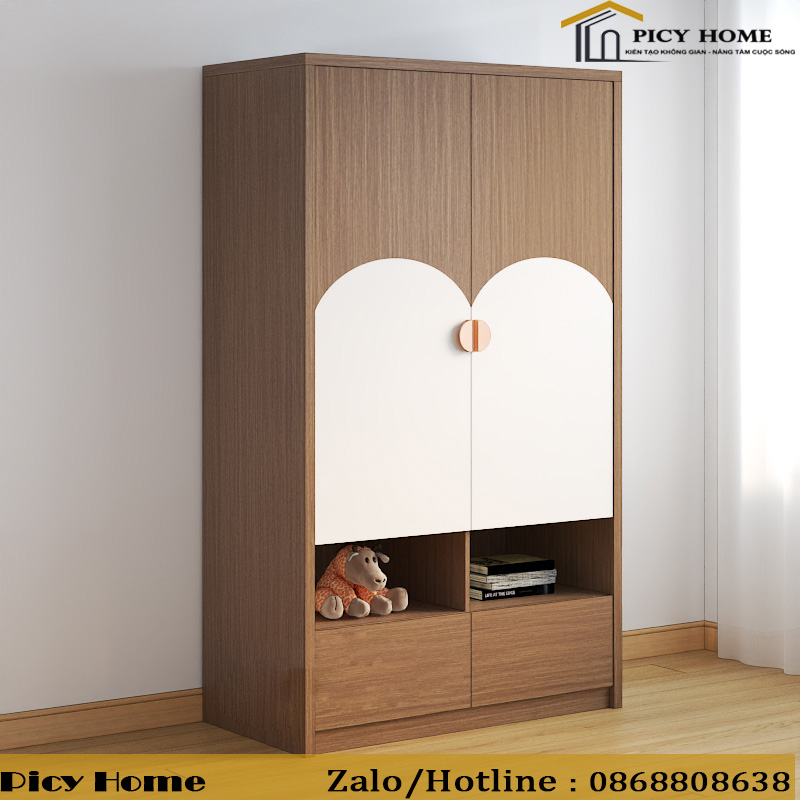Tủ quần áo trẻ em cánh mở gỗ công nghiệp