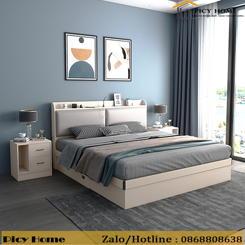 Giường ngủ gỗ công nghiệp MDF chống ẩm hiện đại